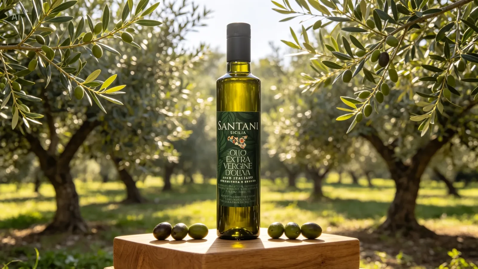 Bottiglia di olio extravergine di oliva Santani